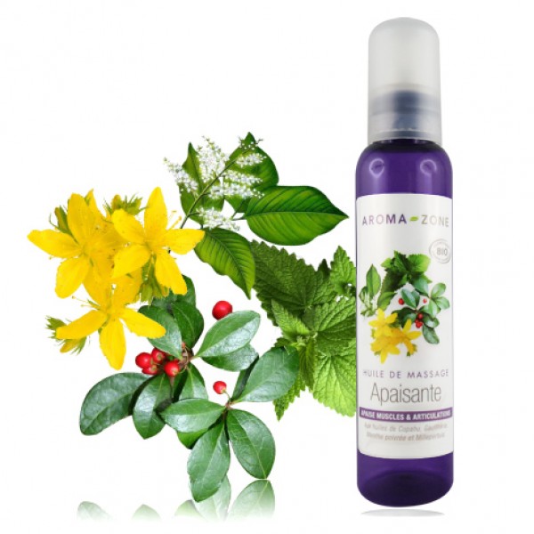 【アロマゾーン】　エコサート認定オーガニック　 マッサージオイル　（関節や筋肉の痛みに）100ml