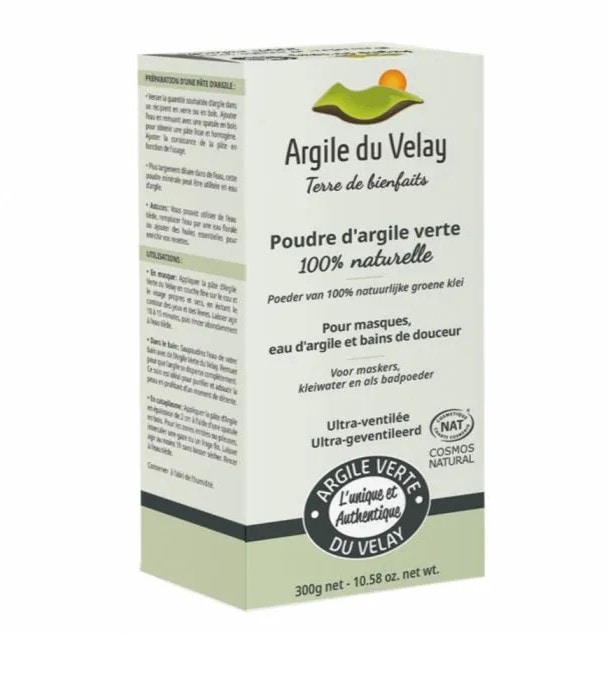 フランス産　グリーンクレイ　高純度　超微粒子 　（エコサート国際オーガニック認証済み）クレイ　★メーカー正規品箱入り300g★　【アルジル・ドゥ・ヴレ】　