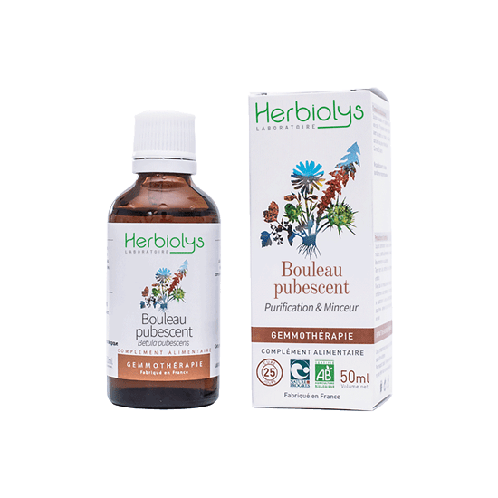 ヨーロッパダケカンバ / ヨーロッパシラカバ 　ジェモレメディ　【エルビオリス】　《デトックス、関節、骨保護、痩身に》　（植物単体）　BIO　(Betula pubescens) 　50ml　【Bouleau pubescent Macerat de bourgeon Bio - Herbiolys】