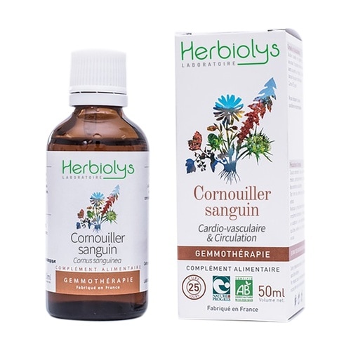 セイヨウミズキ/ハナミズキ　ジェモレメディ　【エルビオリス】　《骨、骨髄の炎症、気管支炎、心血管系の問題に》　（植物単体）　BIO　(cornus sanguinea) 　50ml　【Cornouiller sanguin Macerat de bourgeon Bio - Herbiolys】