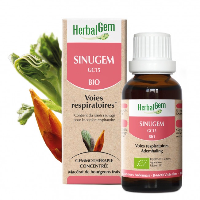 ★【HerbalGem ハーバルジェム】 シニュジェム Sinugem (副鼻腔炎・気道・呼吸器系のトラブルに ) BIOオーガニック ジェモセラピー ☆お得なサイズ50ml☆ (約3ヶ月分)