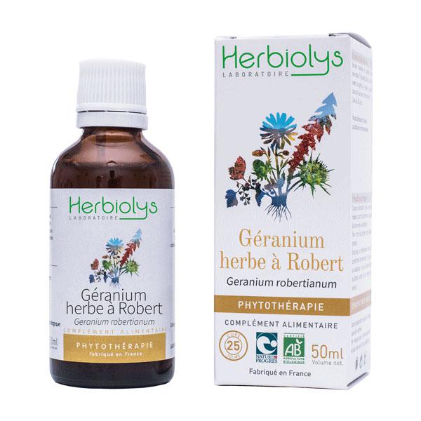 【HERBIOLYS（エルビオリス）】　BIO ゼラニウム　ハーブチンキ　（マザーティンクチヤー）　＜オーガニック＞ extrait de Geranium Herb Robert　Bio ☆強壮促進に☆　50ml