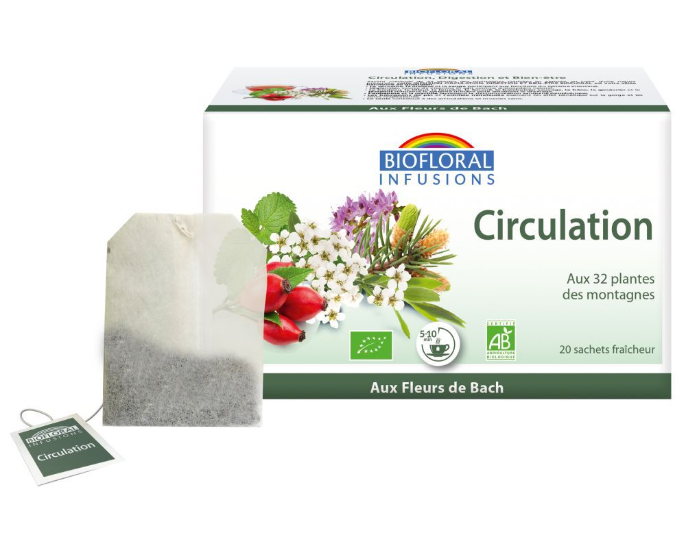 【ビオフローラル】　血液循環を促進するハーブティー　バッチフラワー植物入り ハーブティー　オーガニック　Circulation BIOFLORAL