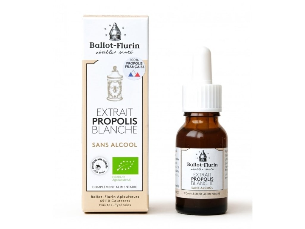 白プロポリス高濃縮液　《点薬タイプ》 15ml　（ノンアルコール） 【バロフリュラン】【Ballot-Flurin Propolis Blanche Sans Alcool Bio】