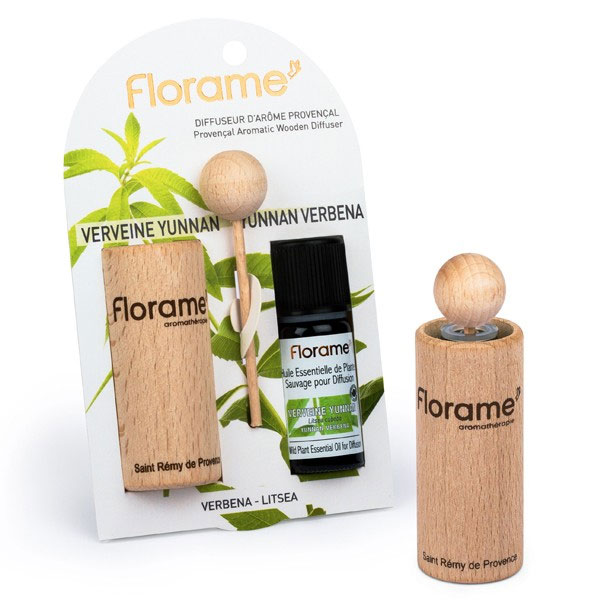 【フローラム】　オーガニック　アロマディフューザー　＜レモンバーベナ＞　（リラクゼーション）　Diffuseur d'arome + 1HE  Verveine Yunnan 10ml