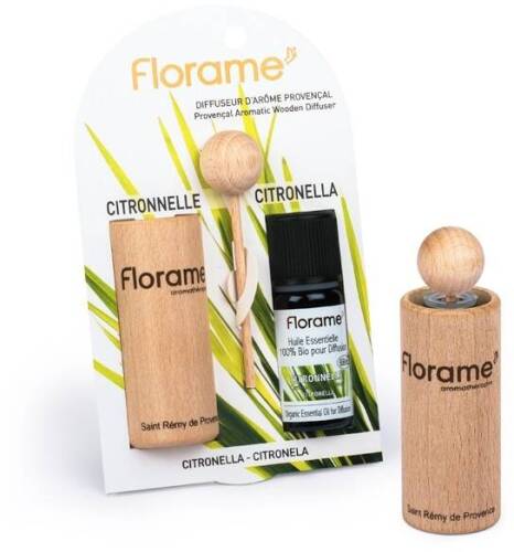 【フローラム】　オーガニック　アロマディフューザー　＜シトロネラ＞　（蚊よけ、虫よけ、空気の浄化、抗菌に）　☆5％割引お得な3本セット☆　Diffuseur d'arome citronnelle 10ml