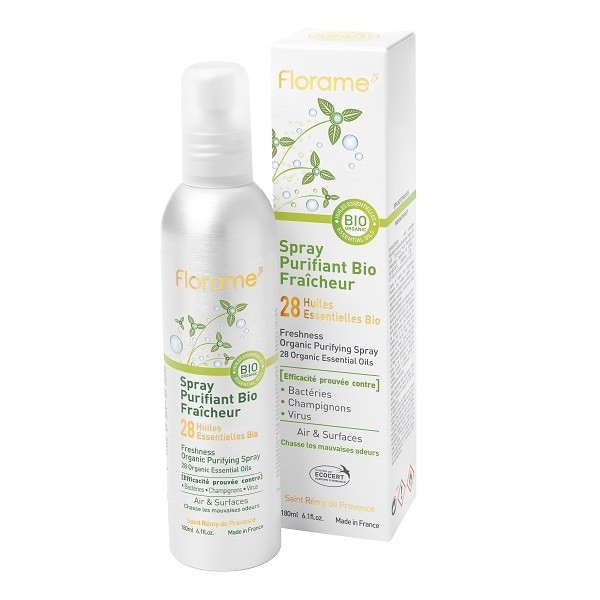 【フローラム】 　ピュリファイング　《空気洗浄スプレー》　リフレッシュ　28種類のエッセンシャルオイル入り　オーガニック　　《たっぷり容量180ml》　ホームフレグランス　【Le Spray Purifiant Flaicher BIO Florame】
