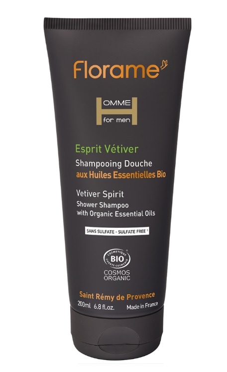 【フローラム】　男性用　シャワー＆シャンプー　ジェル　＜レモンバーベナ＞　オーガニック　【Shampooing Douche Esprit Vetiver Florame】 200ml