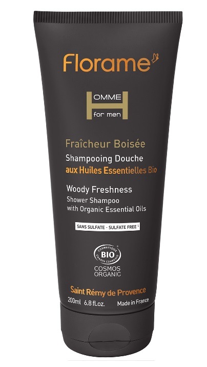 【フローラム】　男性用　シャワー＆シャンプー　ジェル　＜ウッディ系の香り＞　オーガニック　【Shampooing Douche Fraicheur Boisee Florame】 200ml