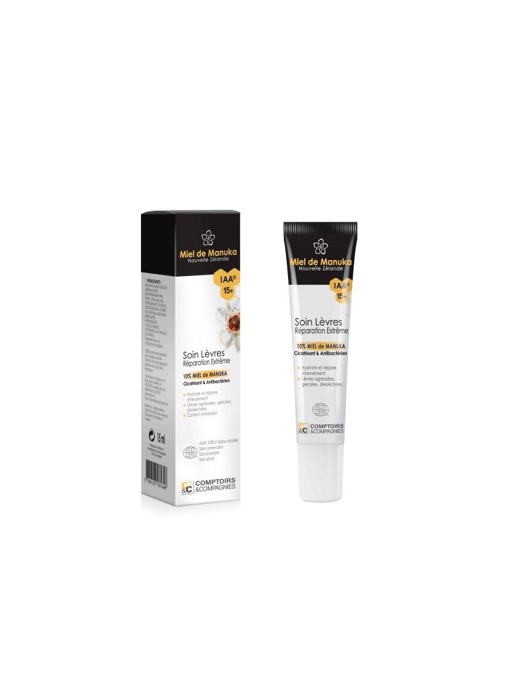 【Comptoirs&Compagnies コントワール&コンパニ】 オーガニック 高度修復リップクリーム マヌカハニー IAA 15+ 15ml 【Soin des levres au miel de Manuka Bio - Reparation extreme 15 ml - Comptoirs et Compagnies】