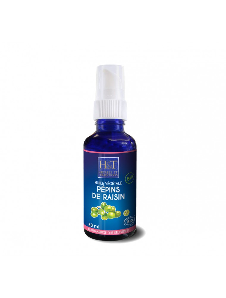 【HERBES & TRADITIONS エルブ・エ・トラディッション】　オーガニック　グレープシードオイル　BIO 50ml　【Pepins de Raisin Bio - Huile vegetale de Vitis Vinifera 50 ml - Herbes et Traditions】