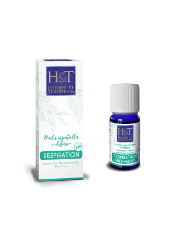 【HERBES & TRADITIONS エルブ・エ・トラディッション】　オーガニック　呼吸器系ケア用　BIO ディフューザー　10ml　【Respiration Bio - Huiles essentielles a diffuser 10 ml - Herbes et Traditions】