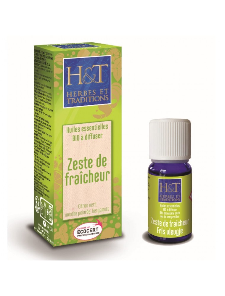 【HERBES & TRADITIONS エルブ・エ・トラディッション】　オーガニック　フレッシュゼスト　BIO ディフューザー　10ml　【Zeste de Fraicheur Bio - Synergie a diffuser 10 ml - Herbes et Traditions】