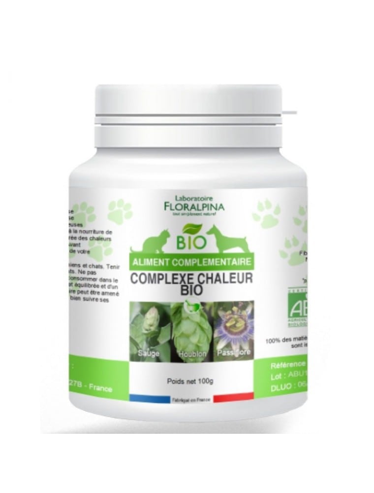 【FLORALPINA / フロラルピナ】　ペット（犬・猫）用サプリメント　　ヒート・コンプレックス　＜発熱時のケアに＞ 100g BIO　【Complexe Chaleur Bio - Chaleurs des Chiens et Chats 100 g - Floralpina】
