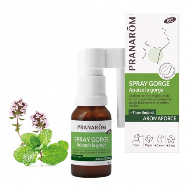 ★【プラナロム】アロマフォース　BIO 喉スプレー　《のどの痛みの緩和に》　BIO　15ml　[オーガニック100%ケモタイプ精油＆プロポリス＆カシス配合]　15ml　　★新成分リニューアル！★