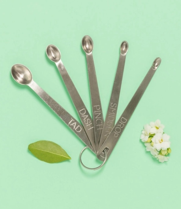 【アロマゾーン】　ステンレス製　計量スプーン5本セット　《手作り化粧品、料理、お菓子作り、染料、塗料の軽量に》