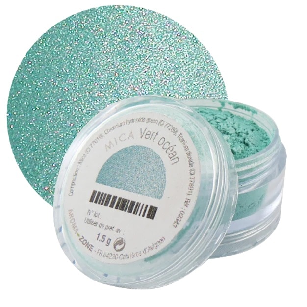 【アロマゾーン】　マイカ　二酸化チタン　カラーラント　パール エメラルドグリーン　10g Mica Vert ocean