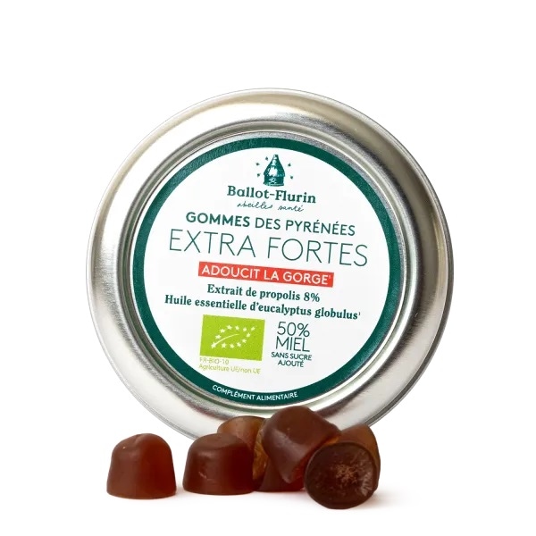 《最強力タイプ》 プロポリス＋はちみつ のど飴 （グミ）（ユーカリ精油＆無糖ハチミツ＆プロポリス入り）　30g 【バロフリュラン】　【Ballot-Flurin Gommes Extra Fortes  Pyrenees 30g】