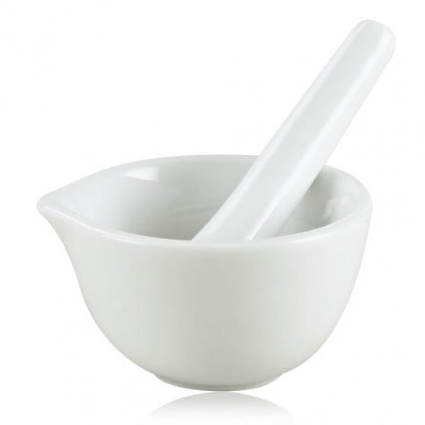 【アロマゾーン】　小型 陶器製セラミック乳鉢＆棒セット　（容量100ml）　《手作り化粧品や料理に！》　