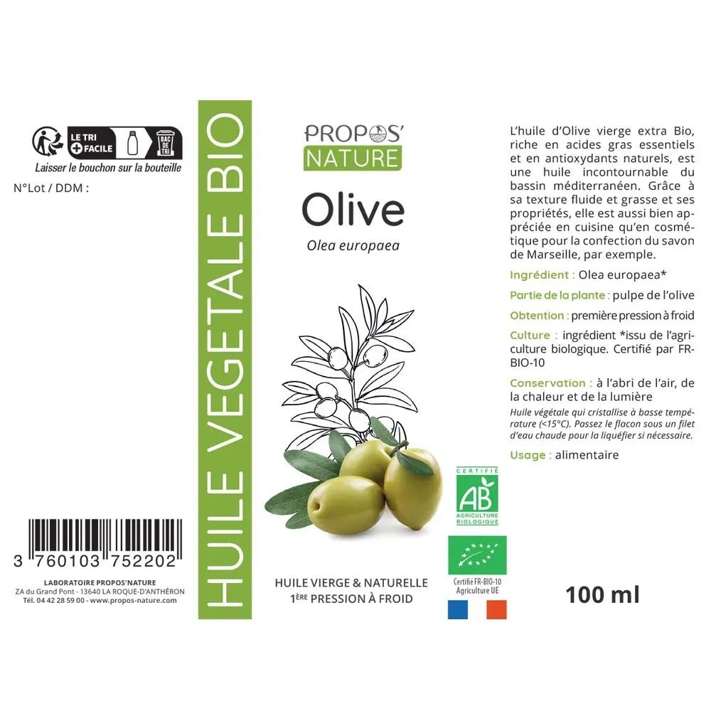 【Propos Nature / プロポスナチュール】　オーガニック　オリーブオイル　BIO　100ml　（抽出油）【Olive Bio - Propos Nature】