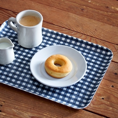 リネンコーティングトレイL ネイビーホワイトチェック ／fog linen