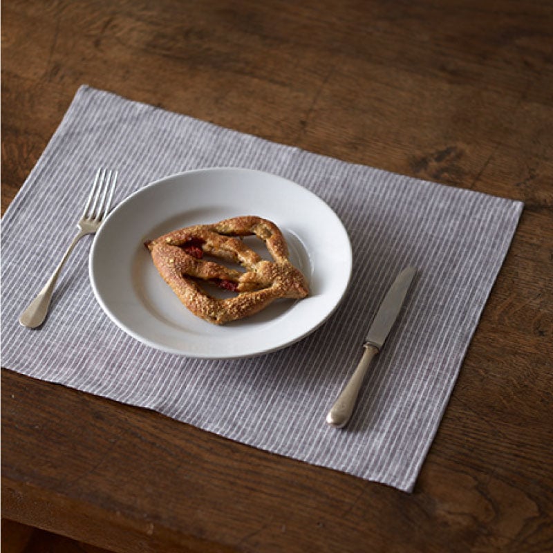 リネンプレイスマット グレーホワイトストライプ／fog linen work