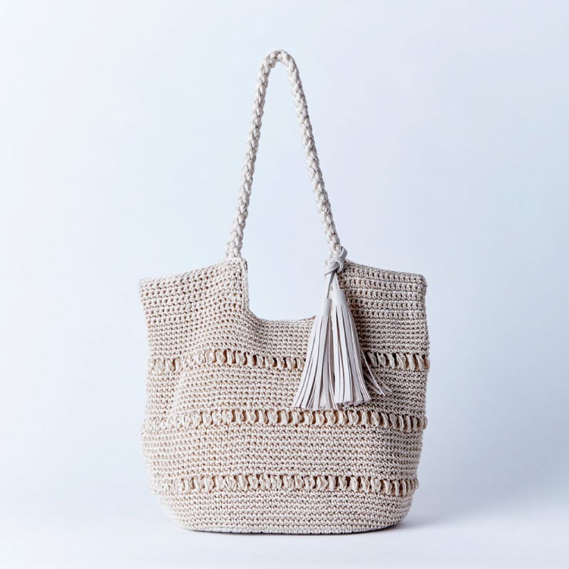 独特の質感【国内買付/発送】クロシェ トートバッグ 艶のある上品なクロシェトートバッグ/Horn Please STYLE