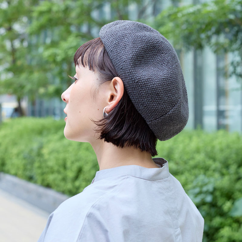 リネンの鹿の子編みベレー／shesay | CATEGORY,ファッション