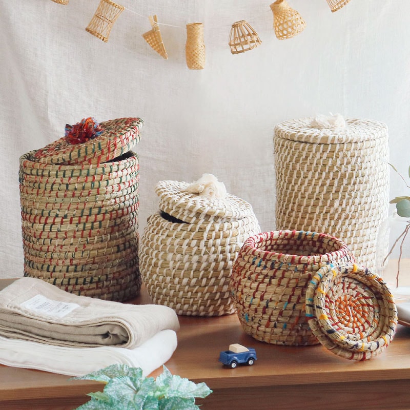 カイザ草のふたつきナチュラルバスケット／People Tree | CATEGORY