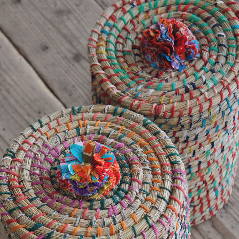 カイザ草のふたつきナチュラルバスケット／People Tree | CATEGORY