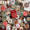 即日発送/箱入りフレークシール ヴィンテージラベル イラストステッカー 西洋 レトロ ジャンクジャーナル 手帳デコ コラージュ素材 デコレーション ビンテージ アンティーク デザイン 北欧 封かんシー