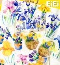 海外 透ける· 硫酸紙 花 フレークシール 半透明 ◆全８種類◆カラー別 ローズ 薔薇 やや大きめ半透明 手帳デコ コラージュ素材  ジャンクジャーナル 珍しい レトロ 紫色 青色