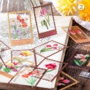 即日出荷 花 切手 透明シール 紫陽花 ひまわり チューリップ 海外 ステッカー シール あじさい 青色 シール フレークシール 40枚 クリア PET素材 ジャンクジャーナル 手帳デコ コラージュ 