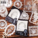 透明シール 大きめ ホワイト レース 枠 飾り枠 フレークシール 15枚 コラージュ素材 セット 海外シール 白 PET 耐水 クリア 花 フラワー 蝶 小鳥 ジャンクジャーナル デコレーション 手帳