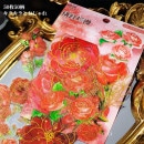 透明シール 金箔 花 フレークシール 50枚50柄 海外シール コラージュ素材 花 フラワー 薔薇 ローズ 海外ステッカー クリアシール ピンク レッド 紫色 ブルー 青色 PET 耐水 ジャーナル 