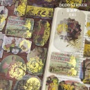 金箔押し 大きめ 40枚 フレークシール コラージュ素材 セット 海外シール アンティーク 手帳デコ デコ素材 海外ステッカー マステシール ゴールド 箔押し 英語 英字 欧米 建物 花 フラワー 惑