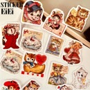 即日発送 昭和 レトロ ステッカー ヴィンテー シール 箱入り ネコ 猫 うさぎ 兎 女の子 イラストステッカー 80年代 70年代 レトロ ジャンクジャーナル 手帳デコ コラージュ素材 デコレーショ