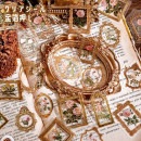 即日出荷 箔押し クリアシール 額縁 枠 フレーム シール 海外ステッカー レトロ コラージュ 素材 セット デコレーション ジャンクジャーナル アンティーク 海外シール 耐水 花 薔薇 ローズ 蝶 