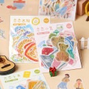 即日出荷 手書き 水彩絵 女の子 文房具 フレークシール 大きめ 手帳デコ デコシール デコ 素材 日記 アレンジ 40枚 海外 シール コラージュ 素材 レトロ 英語 手作り ペン 工具 シール グ