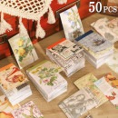 即日出荷 海外シール インスタ風 マステ シールブック 一冊50枚 マスキングテープ素材 手帳デコ デコシール マステシール コラージュ素材 レトロ 手帳シール 携帯 飾り 英語 植物 風景 人物 地