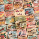 即日出荷 フレークシール アメリカン ヴィンテージ 英字 シール コラージュ 素材 レトロ アンティーク 海外ステッカー 英語ラベル フルーツ 珈琲 ケーキ 手帳 DIY イラストステッカー 海外シー