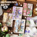 即日出荷 海外 素材紙 60枚 華やか 花柄 背景紙 デザインペーパー 素材ペーパー コラージュ 素材 ペーパー レトロ 手帳デコ ジャンクジャーナル 海外 紙モノ 薄手 薄い コラージュ素材 ピンク
