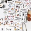 即日出荷 カット済 シールシート 型抜き 海外 コラージュ 素材 フレークシール 海外ステッカー 珍しい 食器類 化粧道具 化粧小物 ブラシ 珈琲 英字 数字 イラストステッカー コラージュ素材  ジ