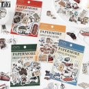 即日出荷 フレークシール 海外 ステッカー コラージュ 素材 セット デコレーション イラストステッカー 海外シール レトロ 本屋 花屋 珈琲屋 珈琲 カフェ 食パン フランスパン 旅 観光 車 自転