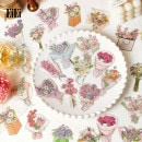 即日出荷 クリアシール 花束 コラージュ 素材 フレークシール PET素材 フラワー 花 透明シール 海外ステッカー 海外 コラージュ素材 20枚 手帳デコ デコシール ダイカット シール デコレーシ