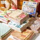 即日出荷  デザインペーパー 100枚 箱入 大容量 コラージュ 素材 背景紙 素材紙 素材ペーパー レース 花 和風 洋風  スチームパンク メモパッド ヴィンテージ レトロ アンティーク 紙活 紙