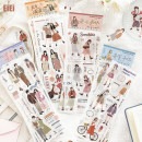 即日出荷 人物シール 無表情 異素材 カット済 シールシート 型抜き PET素材 マステ素材 6シート 海外  コラージュ 素材 表情なし 女の子 女子 女性 英字 大人 友情 人物 イラストステッカ