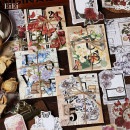 即日出荷  海外コラージュ素材セット 80枚 同色系 異素材 詰め合わせ マステシール 素材ペーパー デザインペーパー 素材紙 背景紙 ヴィンテージ アンティーク コラージュ 素材 ステッカー 黒 白