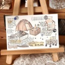 即日出荷 40枚 アウトドア キャンプ 用品 グッズ 手描き ステッカー ブラウン マステシール コラージュ 素材 生活 雑貨 キャンプ 用品 道具 BBQ 珈琲 カフェ 料理道具 調理器具 テント 