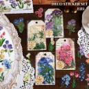 即日出荷 海外 ステッカー 透明シール コラージュ 素材 花柄 クリアシール 30枚 PET素材 耐水 フレークシール ジャンクジャーナル スクラップブッキング 手帳 シール 紫色 青色 ピンク 黄色